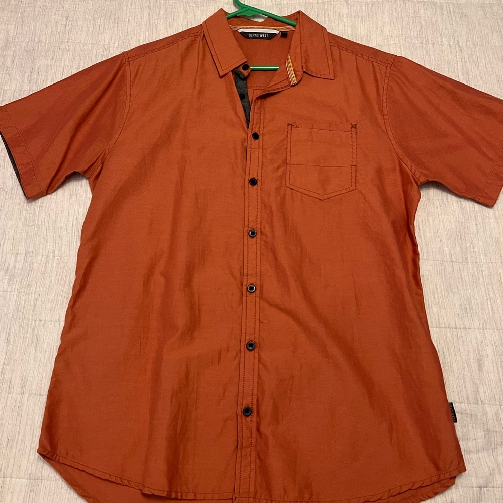 Men's Rust Casual Button Down Shirt
